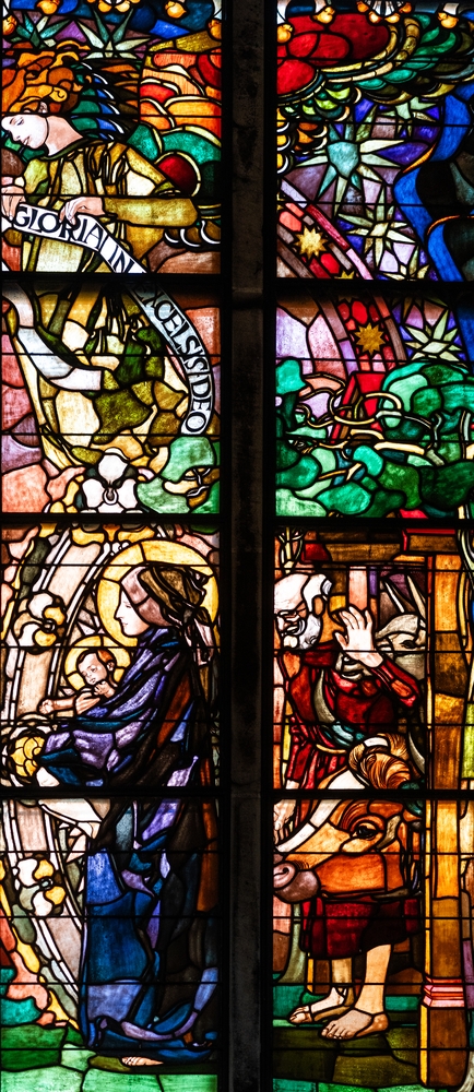 Fotografia przedstawiająca Joseph Mehoffer\'s stained glass ensemble in Freiburg