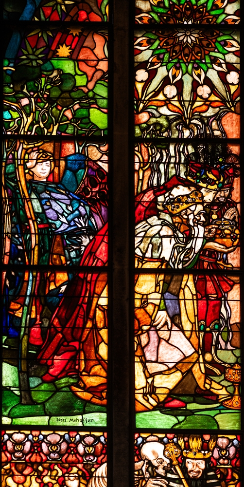 Fotografia przedstawiająca Joseph Mehoffer\'s stained glass ensemble in Freiburg