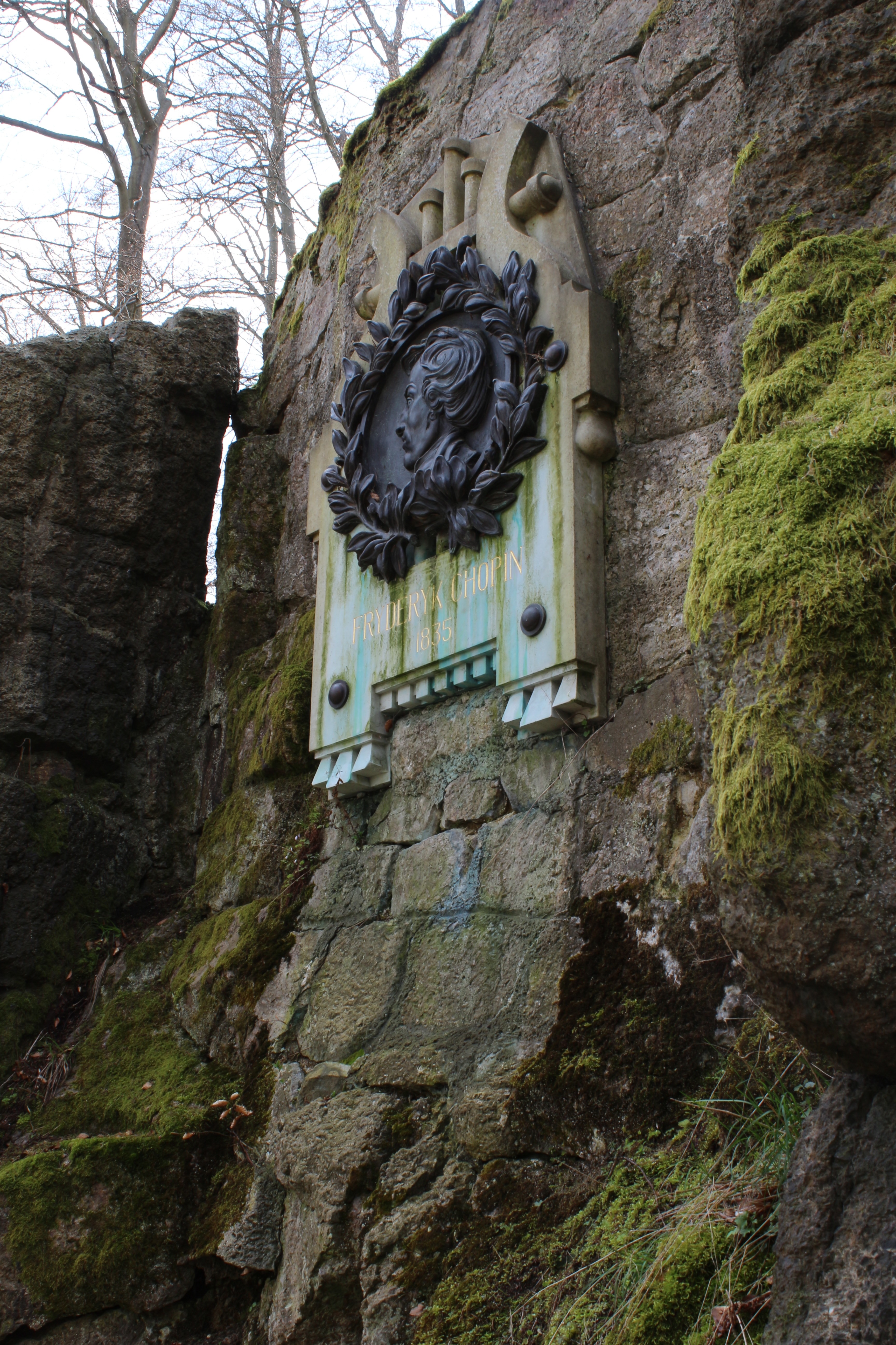 Fotografia przedstawiająca Plaque with portrait of Frédéric Chopin in Karlovy Vary