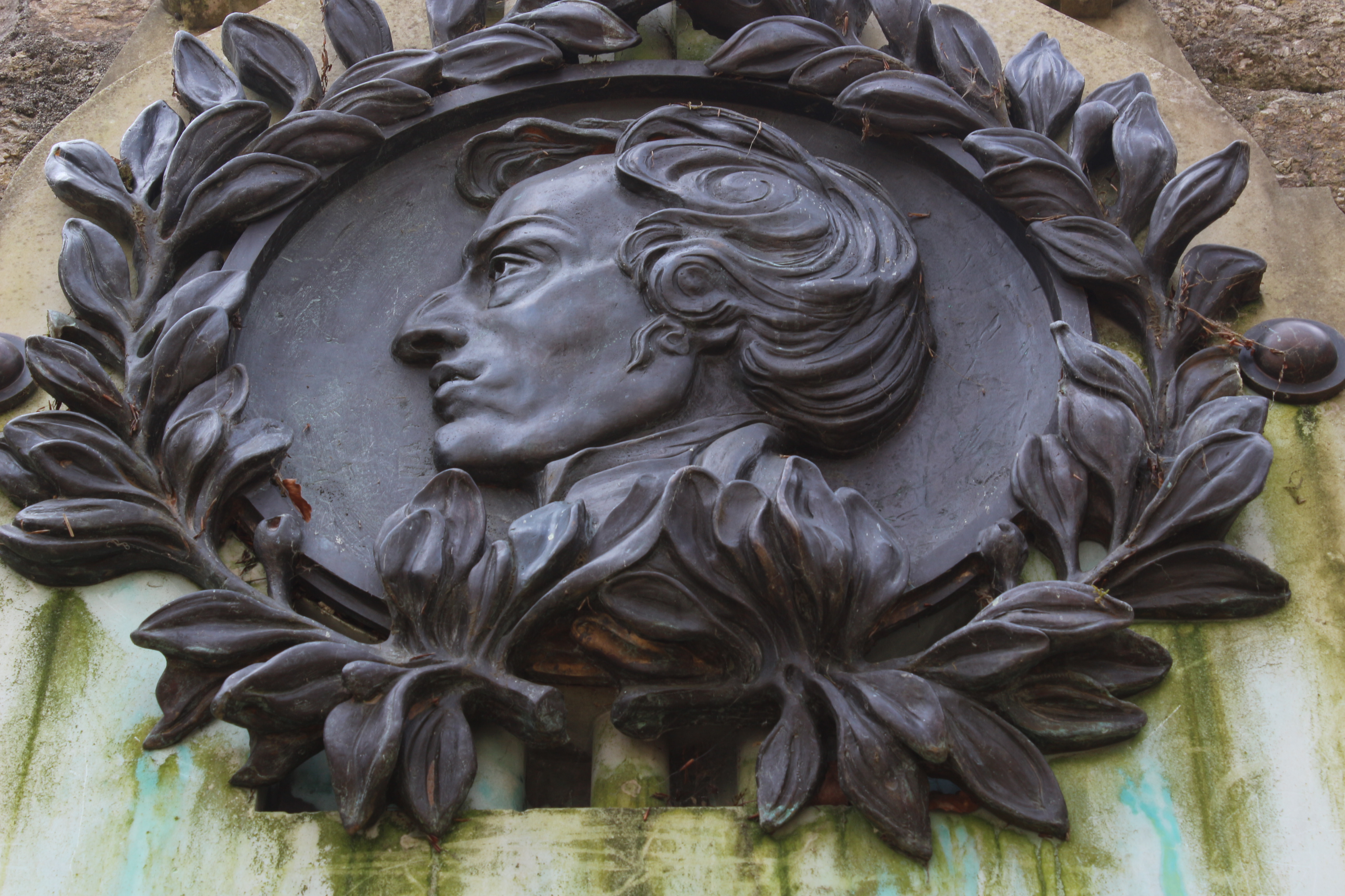 Fotografia przedstawiająca Plaque with portrait of Frédéric Chopin in Karlovy Vary