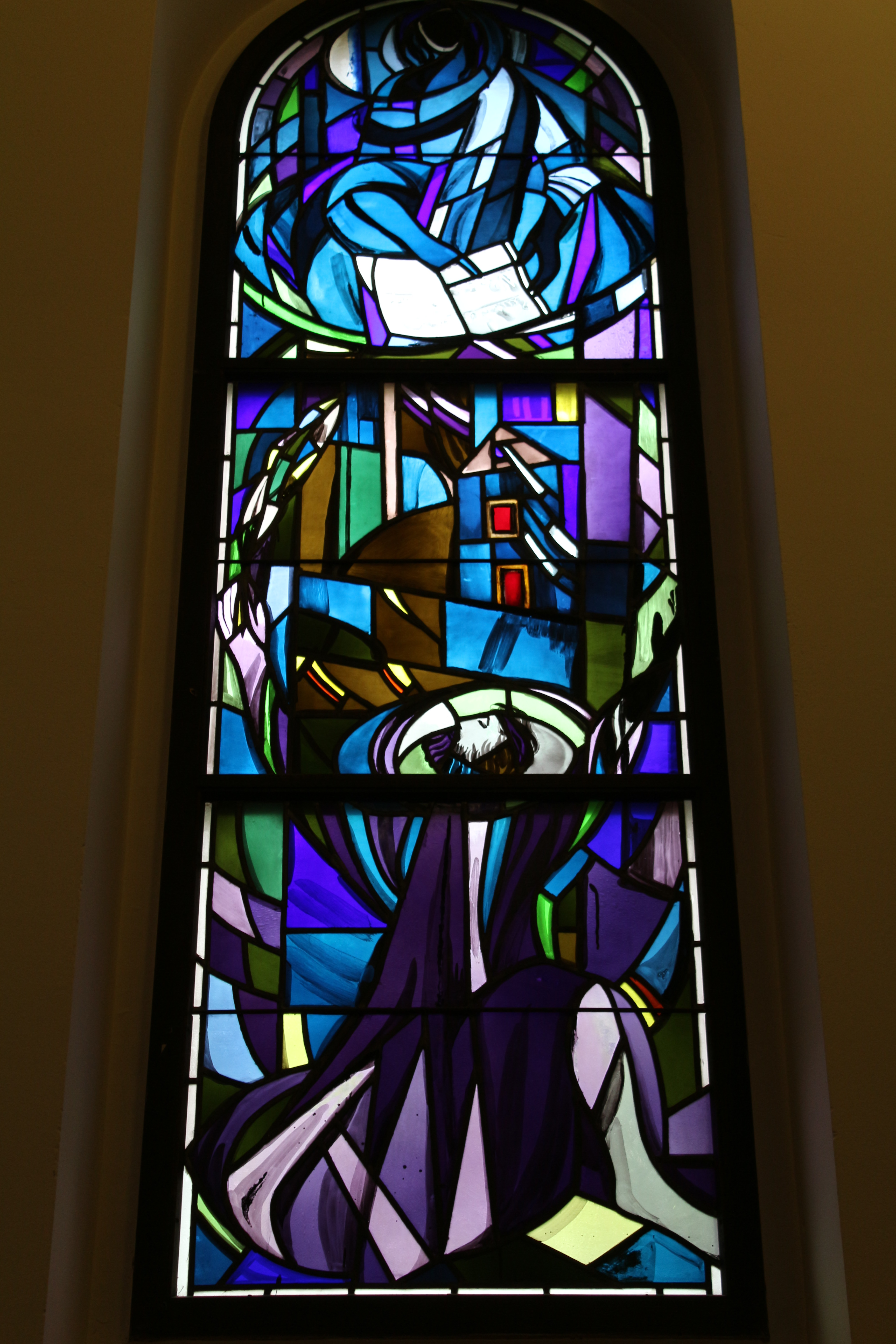 Fotografia przedstawiająca Stained glass windows in the Sainte-Therèse church in Geneva