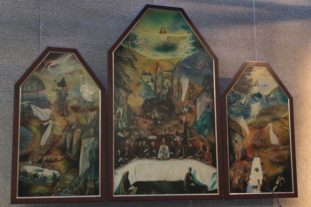 Fotografia przedstawiająca Triptych of the main altar in the Church of the Good Shepherd in Lustenau