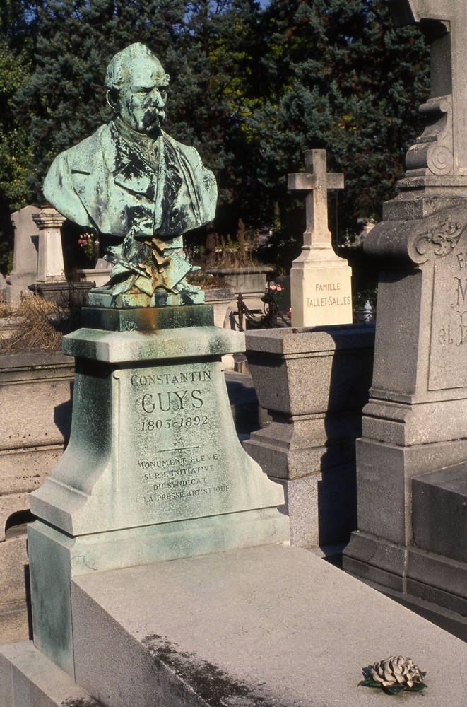 Fotografia przedstawiająca Tombstone of Constantin Guys by Cyprian Godebski in Pantin cemetery, Paris