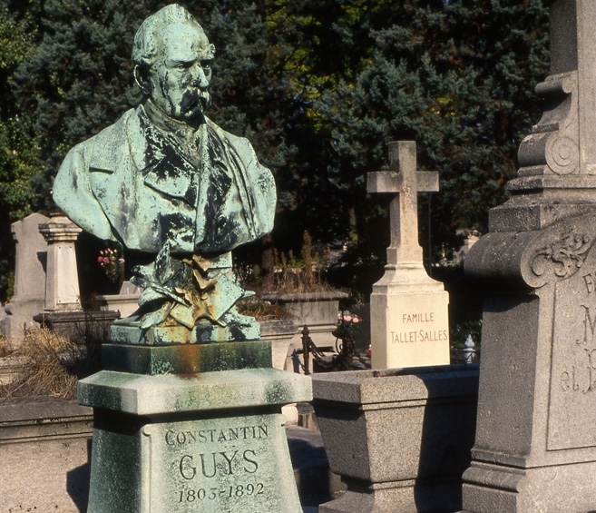 Fotografia przedstawiająca Nagrobek Constantina Guysa autorstwa Cypriana Godebskiego na cmentarzu Pantin w Paryżu