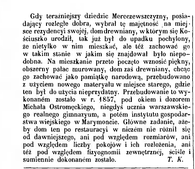 Fotografia przedstawiająca Description of Mereczewszczyzna, birthplace of Tadeusz Kościuszko