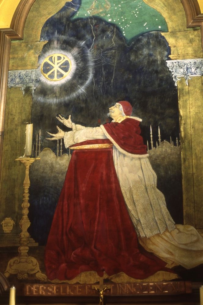 Fotografia przedstawiająca Freski Jana Henryka Rosena w kaplicy Sobieskiego w kościele St. Joseph w Wiedniu