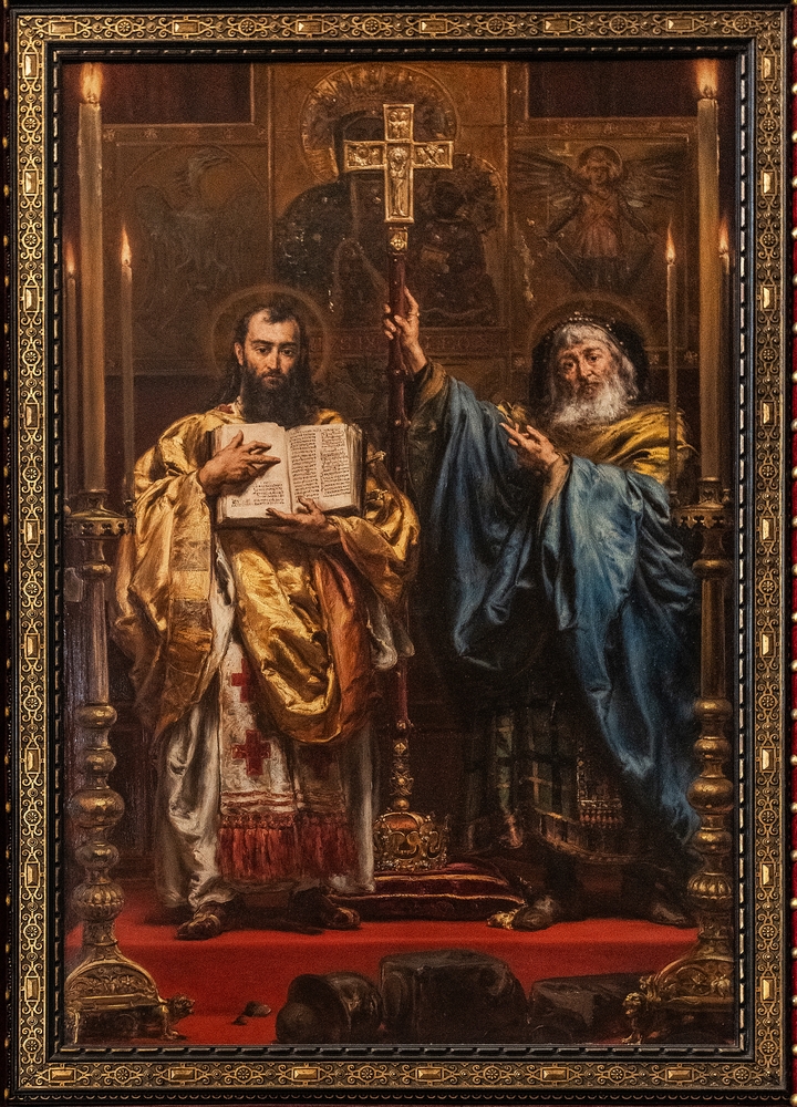 Fotografia przedstawiająca Jan Matejko\'s painting \"Saints Apostles Cyril and Methodius\" in Velehrad