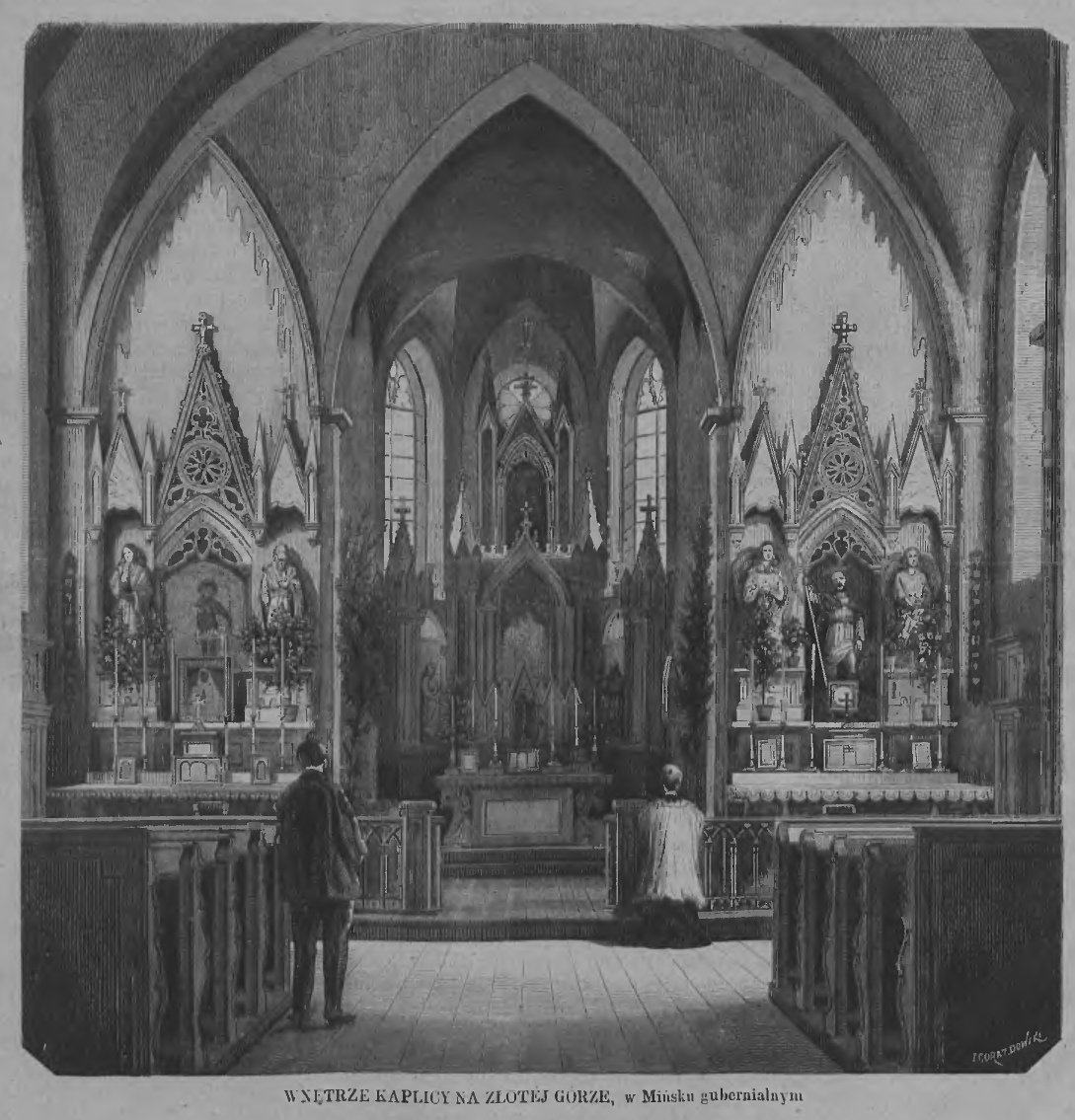 Fotografia przedstawiająca Opis wnętrza kaplicy na Złotej górze w Mińsku gubernialnym