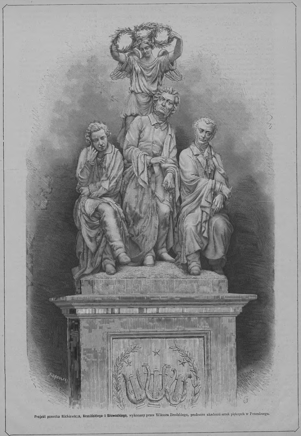 Fotografia przedstawiająca Project for a monument to Mickiewicz, Krasinski and Slowacki