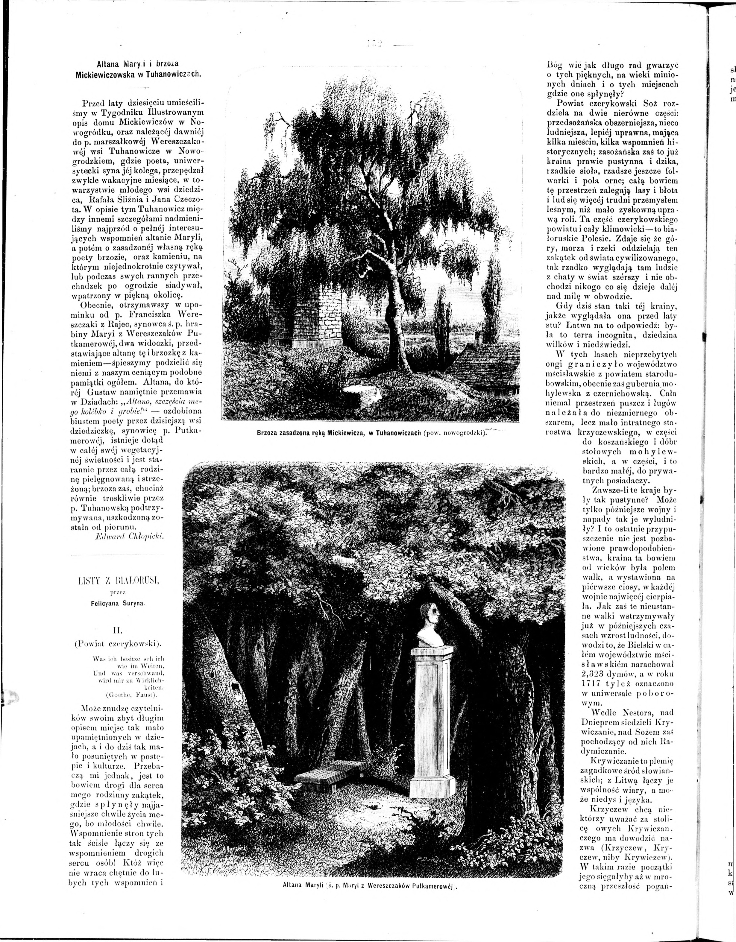 Photo montrant Description of Maryla\'s gazebo and Mickiewicz birch tree in Tuhanovichi