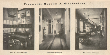 Fotografie wnętrz muzeum Adama Mickiewicza w Bibliotece Polskiej w Paryżu