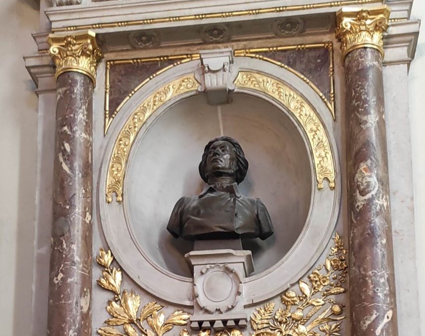 Bust of Adam Mickiewicz in St. John's Church in Vilnius