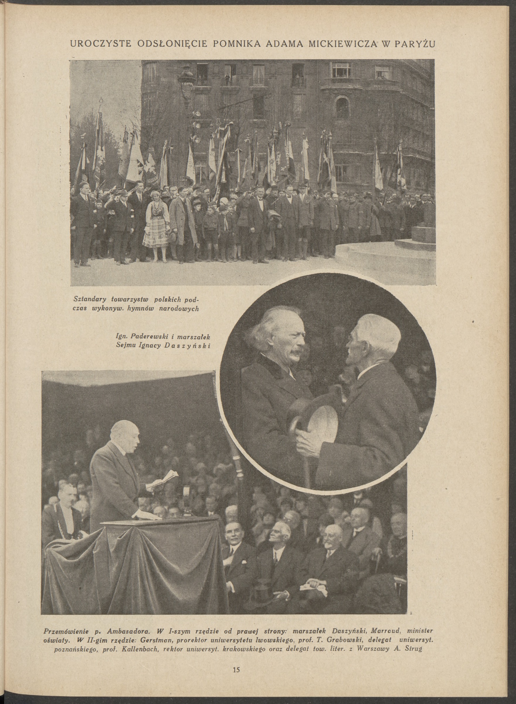 Fotografia przedstawiająca Ceremonial unveiling of the Adam Mickiewicz monument in Paris