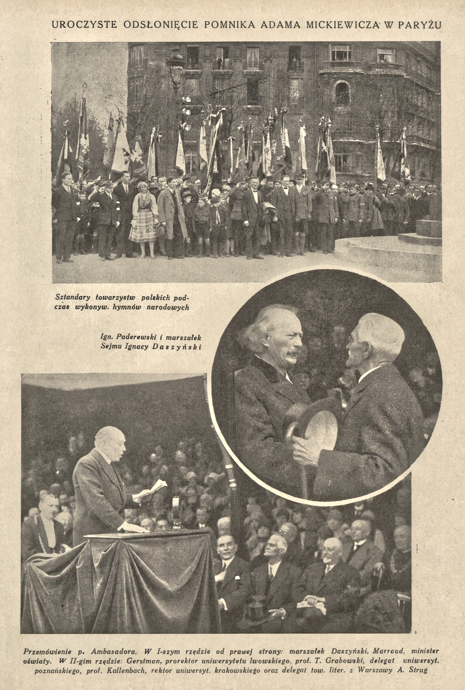 Photo showing Ceremonial unveiling of the Adam Mickiewicz monument in Paris
