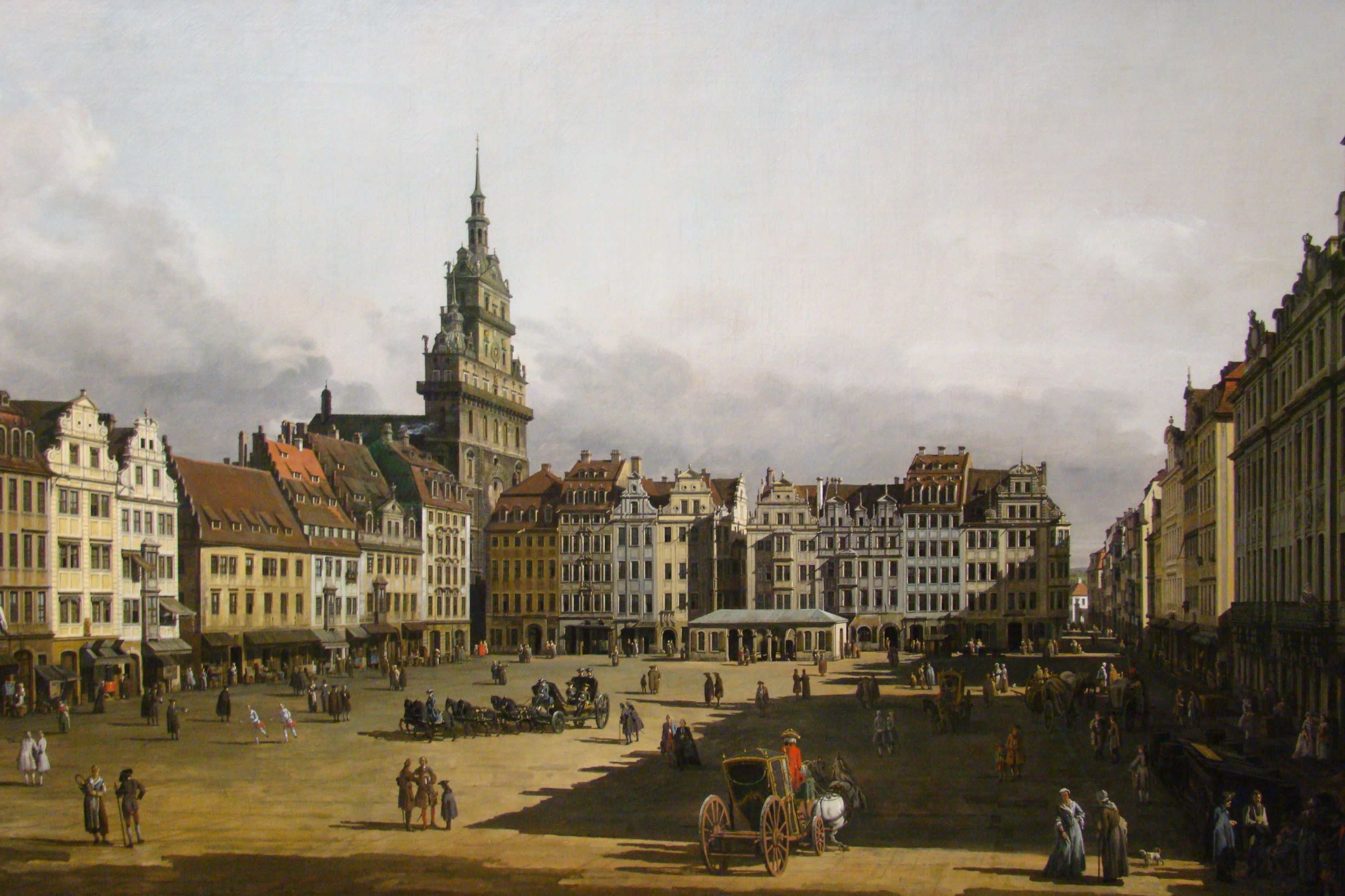 Fotografia przedstawiająca Canaletto\'s painting \"Old market square\" in Dresden