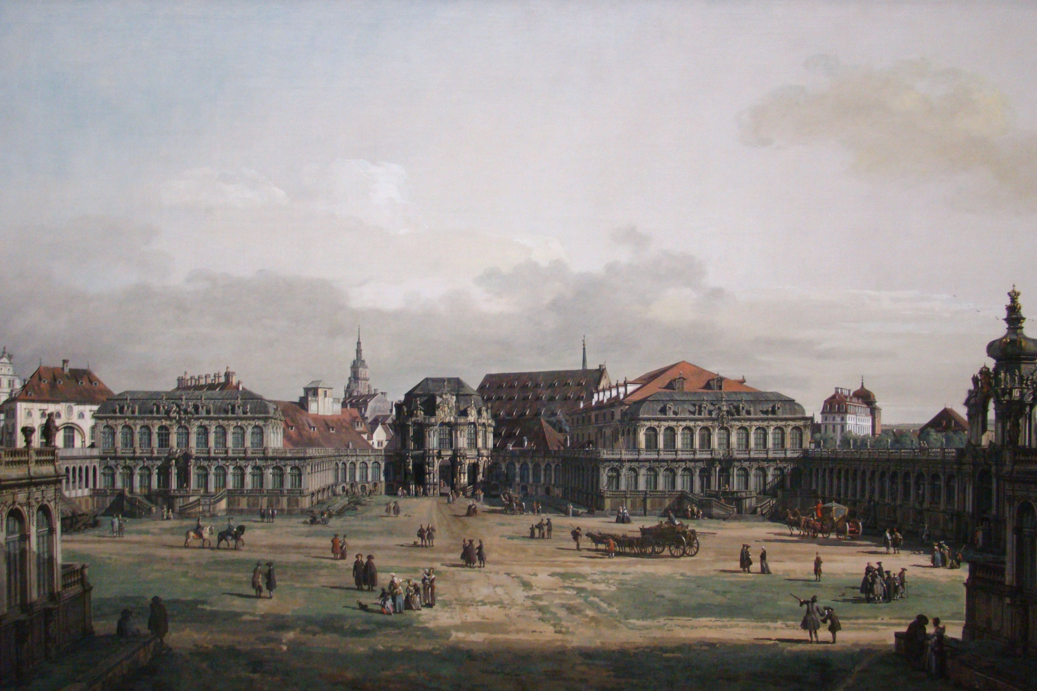 Fotografia przedstawiająca Canaletto\'s painting \"Courtyard of the Zwinger\" in Dresden