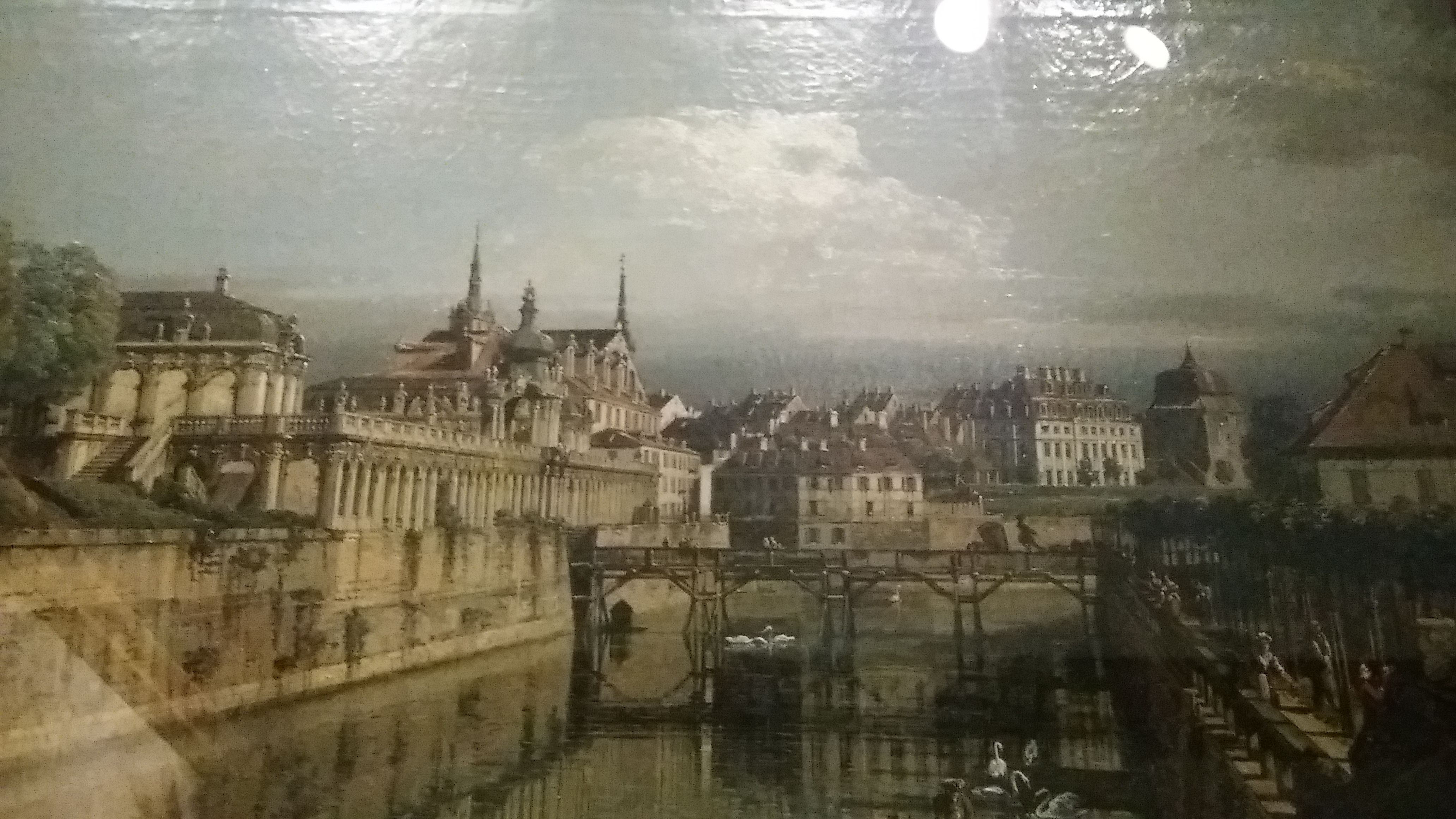Fotografia przedstawiająca Canaletto\'s painting \"Moat at the Zwinger\" in Dresden