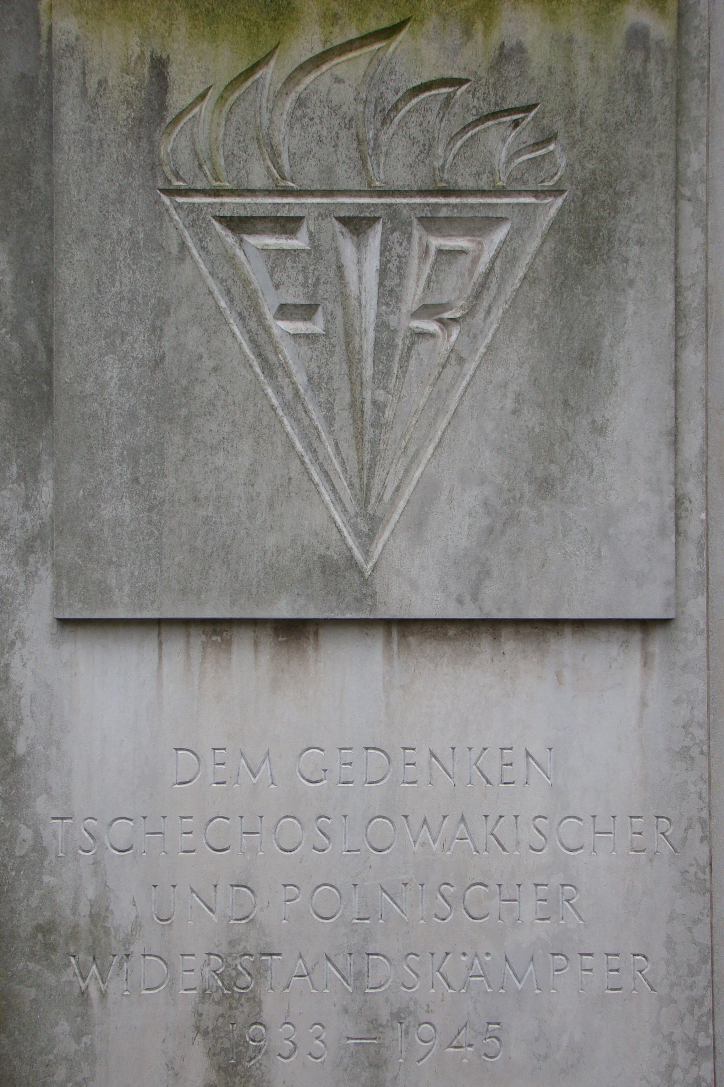 Fragment of a collective memorial to Czech and Polish victims of World War II at the Johannisfriedhof cemetery