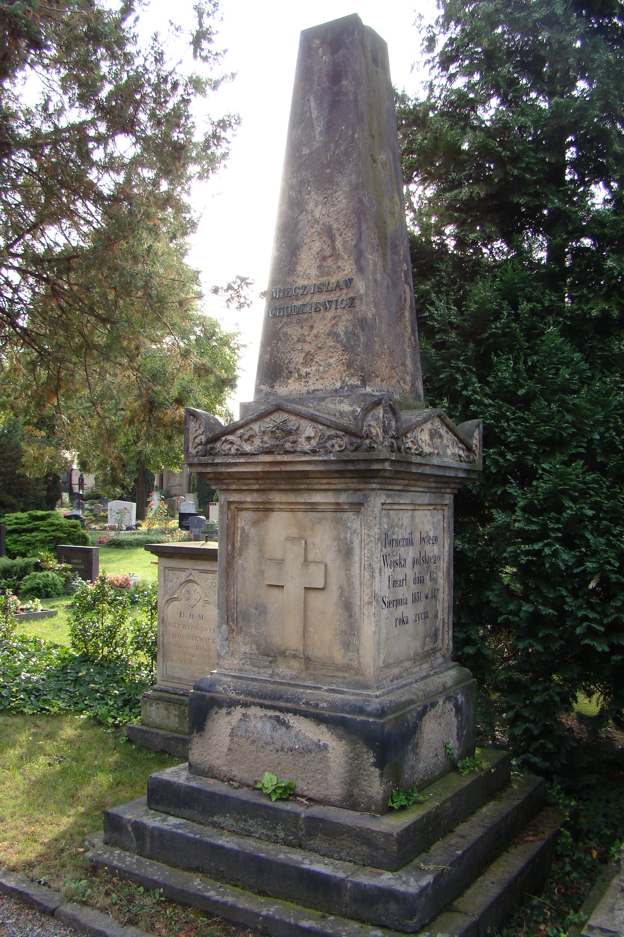 Tombstone of Mieczyslaw Chodkiewicz in the old Catholic cemetery in Dresden