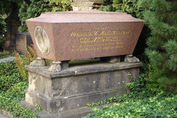 Tombstone of Joanna Cieszkowska in the old Catholic cemetery in Dresden