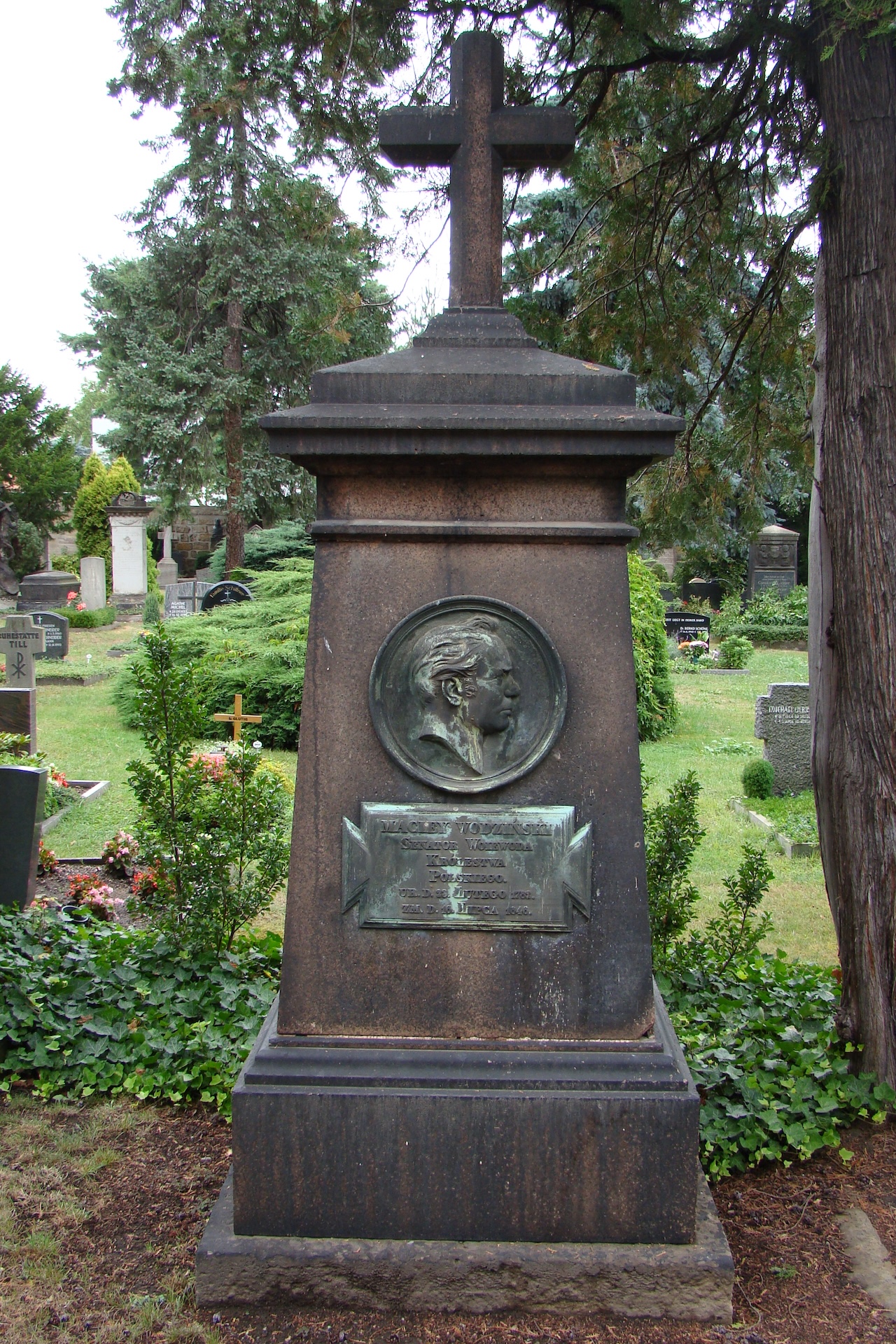 Tombstone of Maciej Wodzinski in the old Catholic cemetery in Dresden