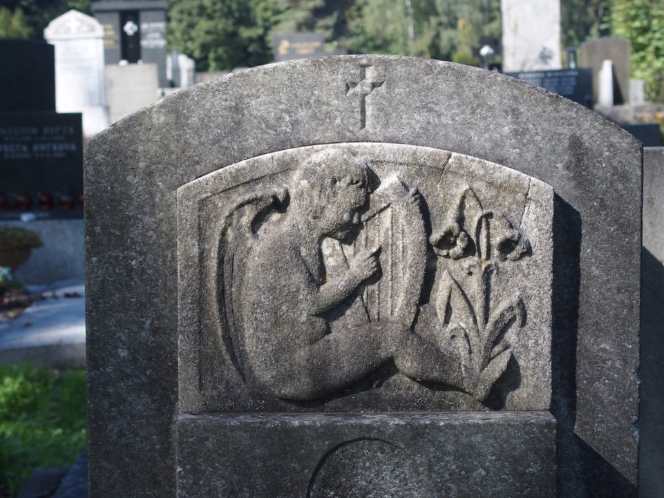 Fragment of Jan Golob's tombstone, Karviná cemetery (Doły district)
