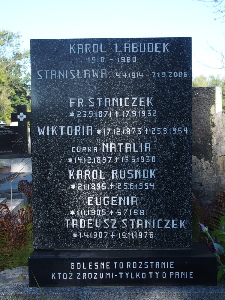 Fotografia przedstawiająca Tombstone of the Łabudek, Rusnok and Staniczek families