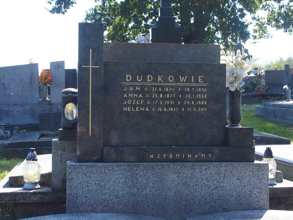 Fragment of a tombstone of the Dudek family, Sibica cemetery (now Český Těšín-Sibica)