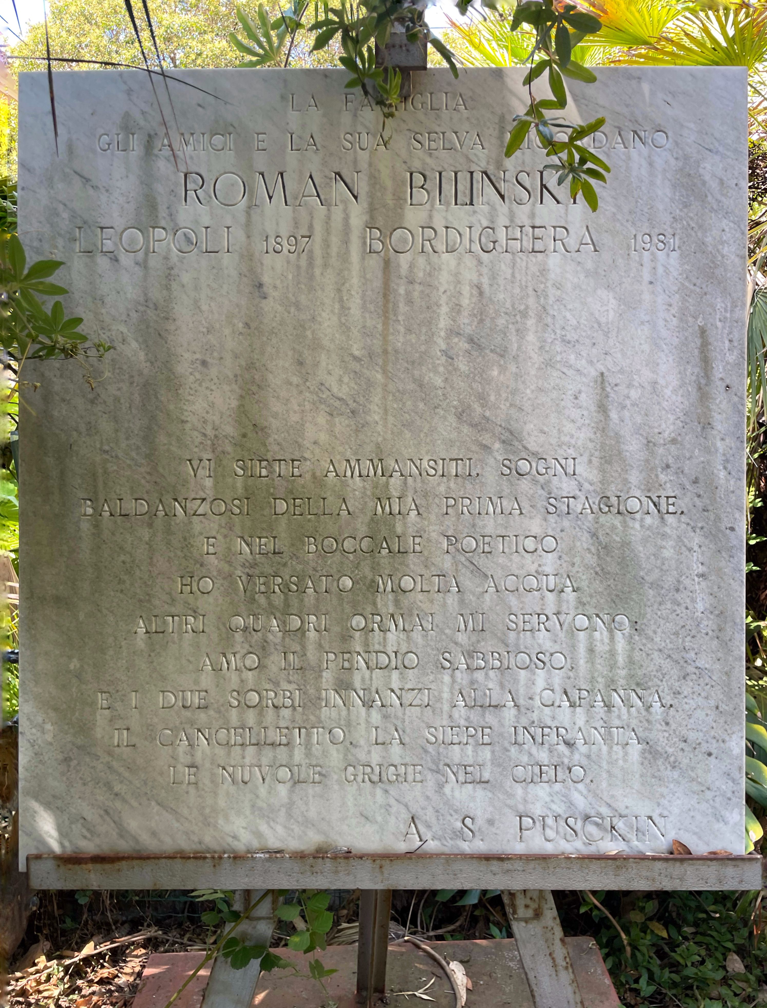 Tombstone plaque of Roman Bilinski