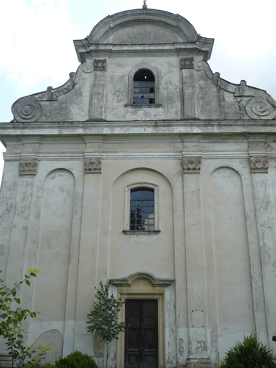 Front of the Parish Church of St. Mary Magdalene in Bialy Kamień. of the Blessed Virgin Mary in White Stone