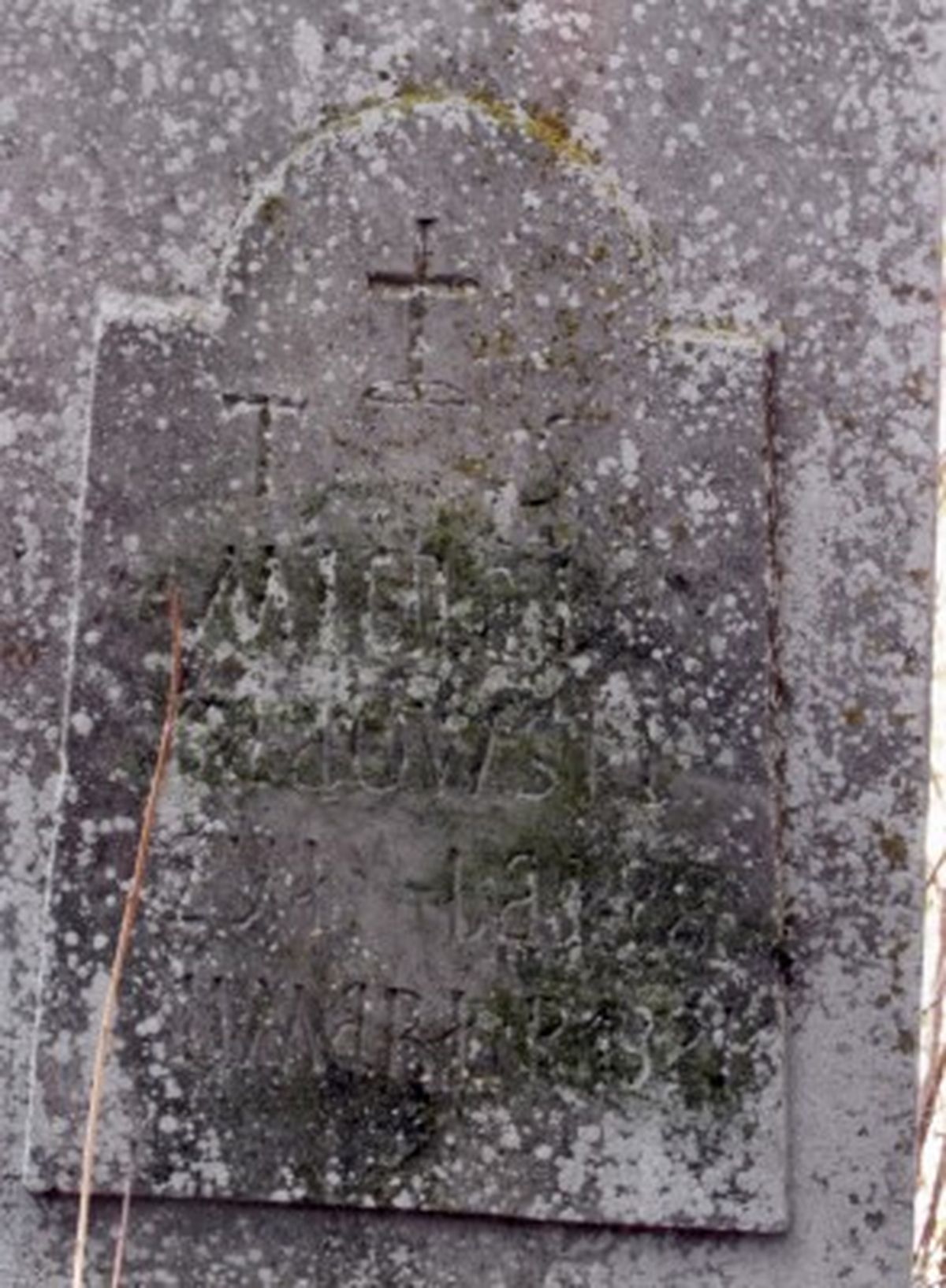 Inskrypcja z nagrobka Michała Badowskiego, cmentarz w Boryczówce