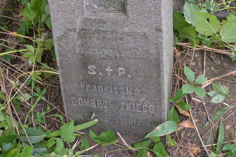 Fragment of the tombstone of Franciszek Dombrowski, Baikal cemetery in Kiev, as of 2021.