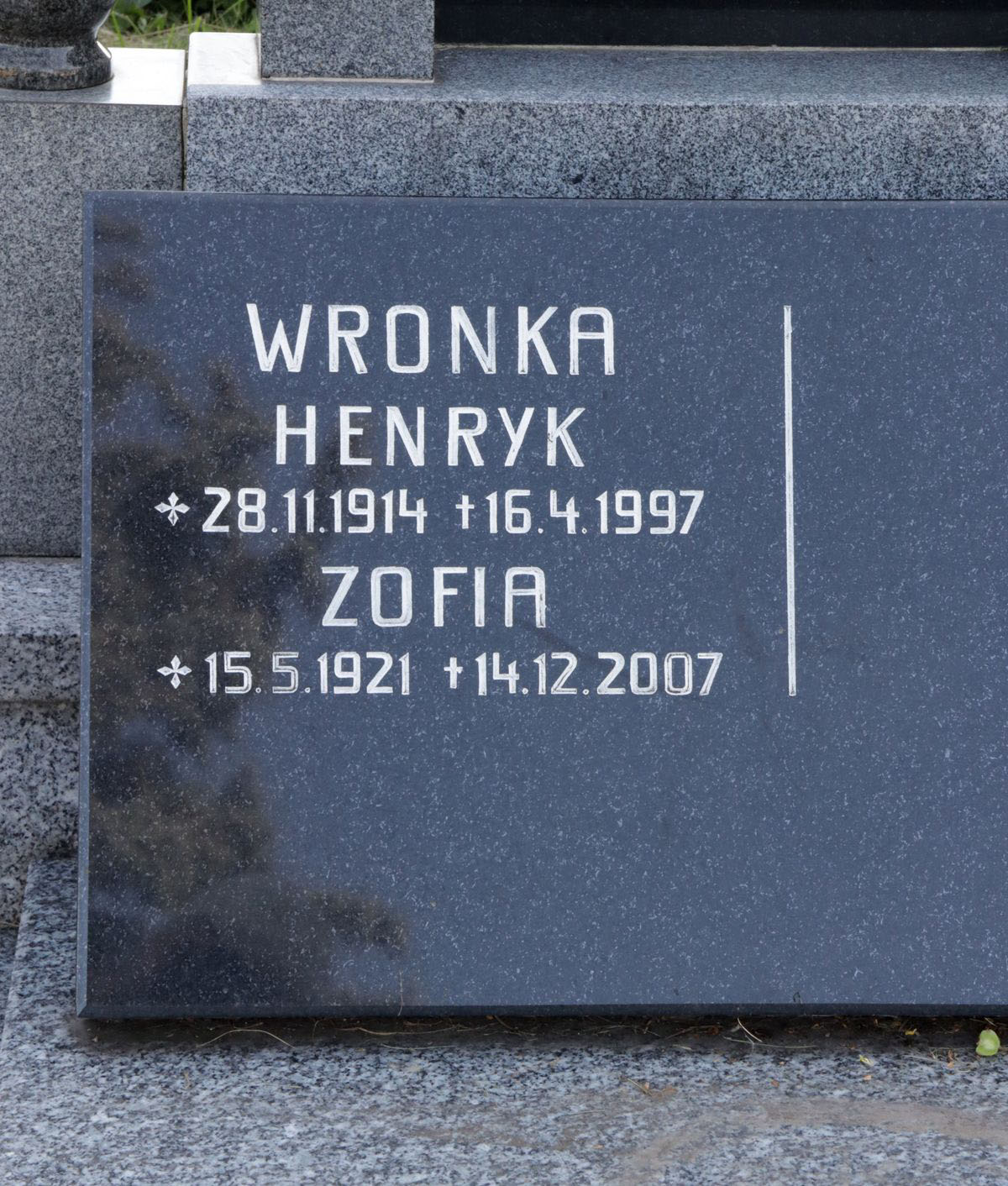 Inscription from the tombstone of the Karch family and the Wronka family, Sibica cemetery