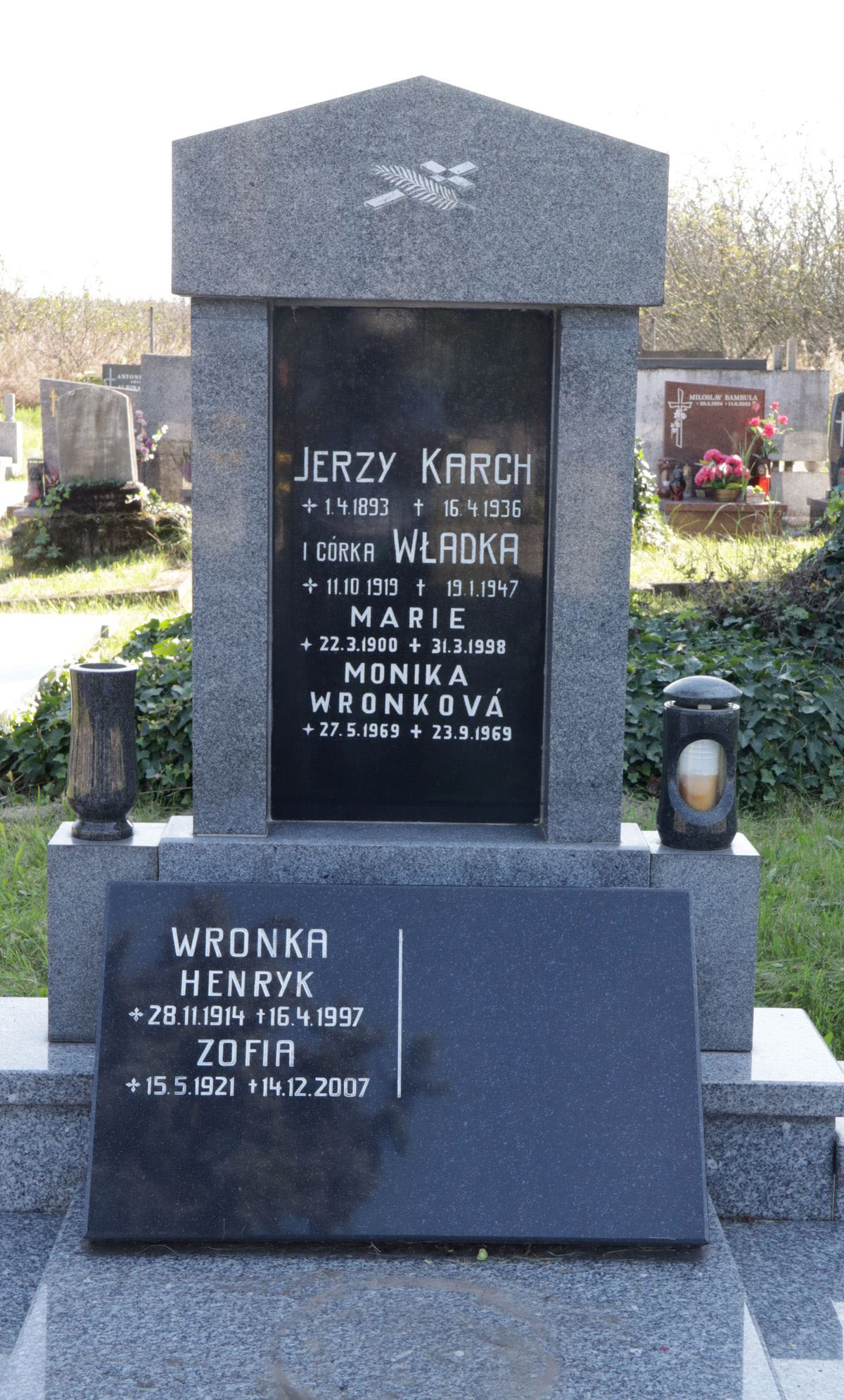 Tombstone of the Karch family and the Wronka family, Sibica cemetery