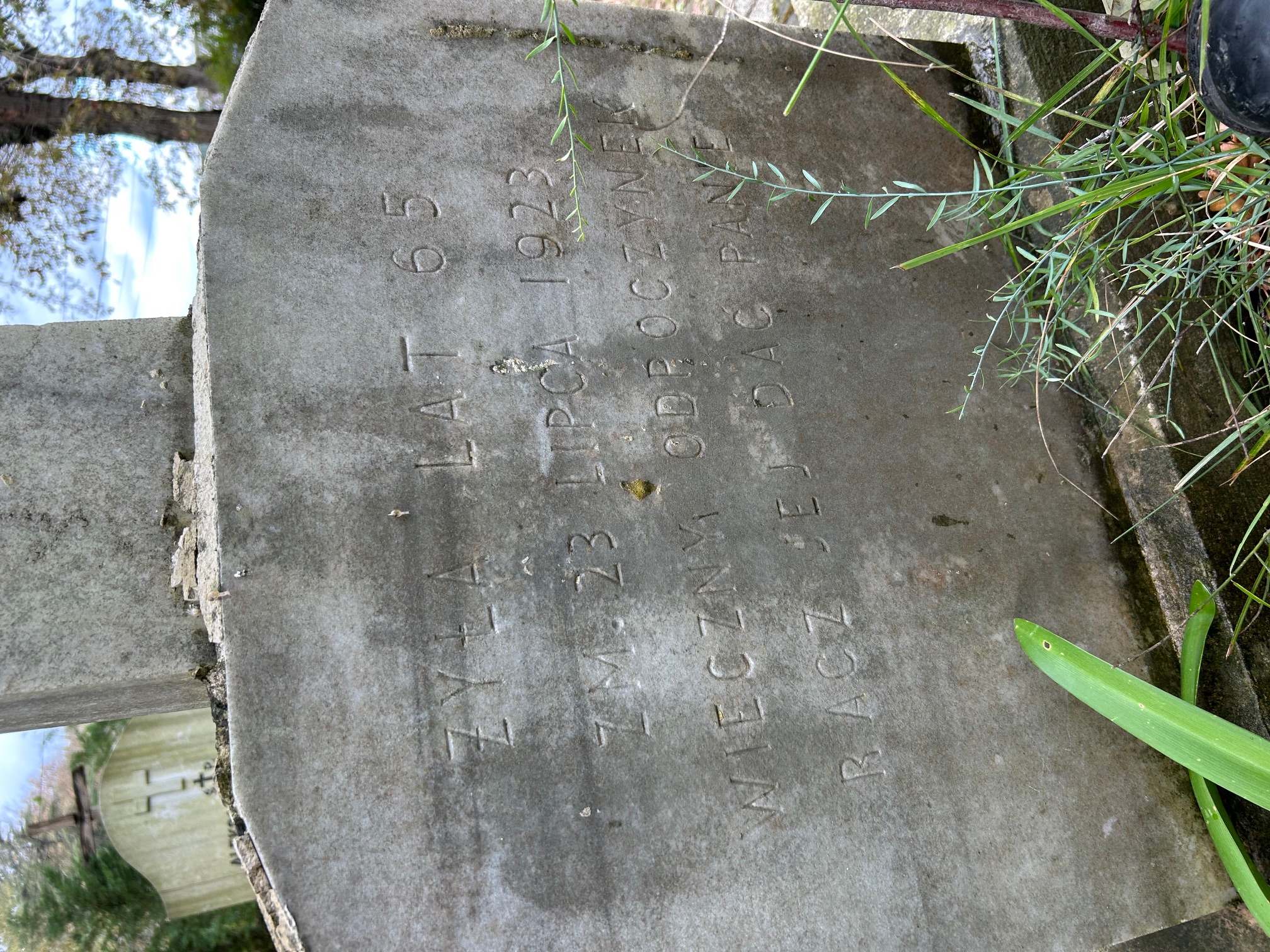 Inscription from the gravestone of Wiktoria Targońska, Catholic cemetery in Adampol