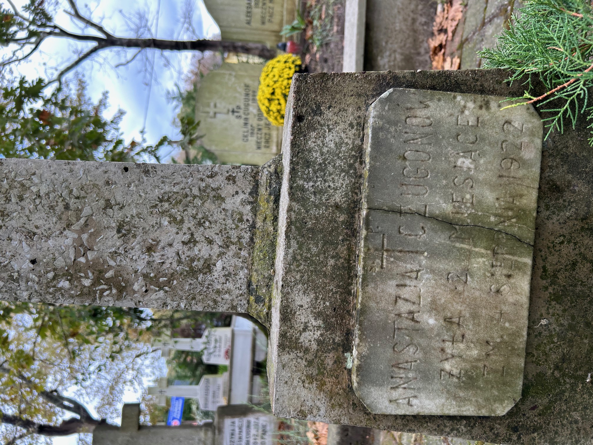 Inscription from the gravestone of Anastasia Chugunov, Catholic cemetery in Adampol