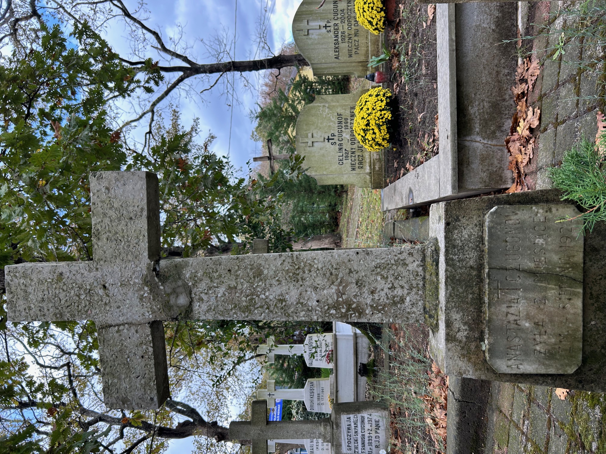 Tombstone of Anastasia Chugunov, Catholic cemetery in Adampol