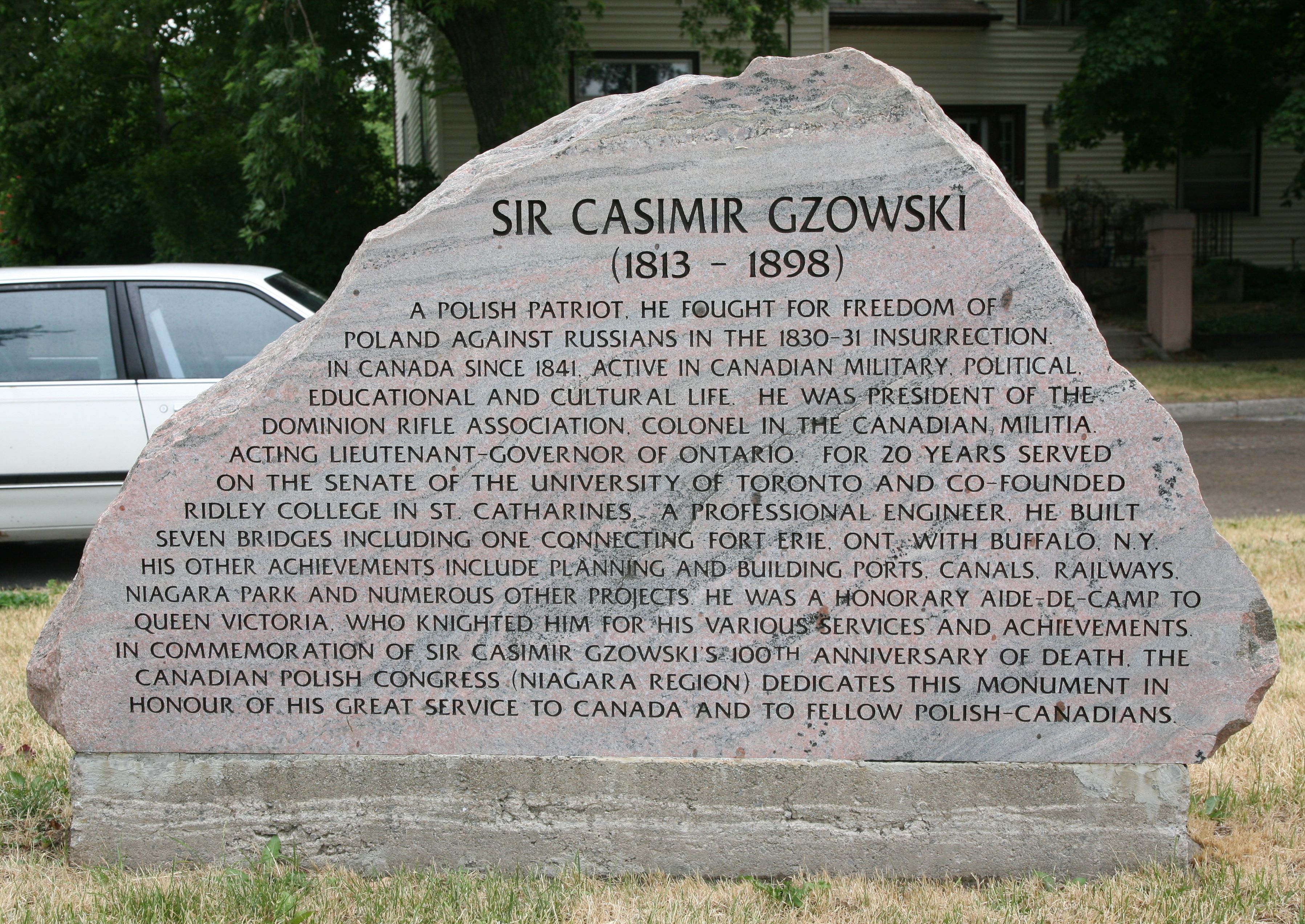 Photo montrant Commemoration of Casimir Stanislaw Gzowski
