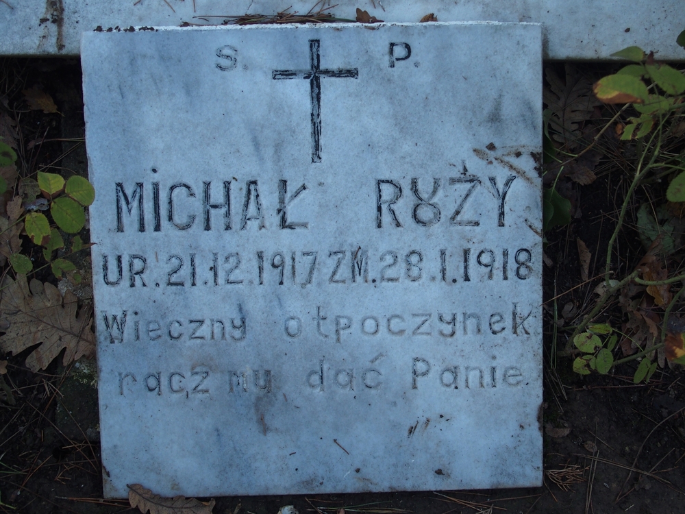Tombstone of Michał Ryży, Catholic cemetery in Adampol