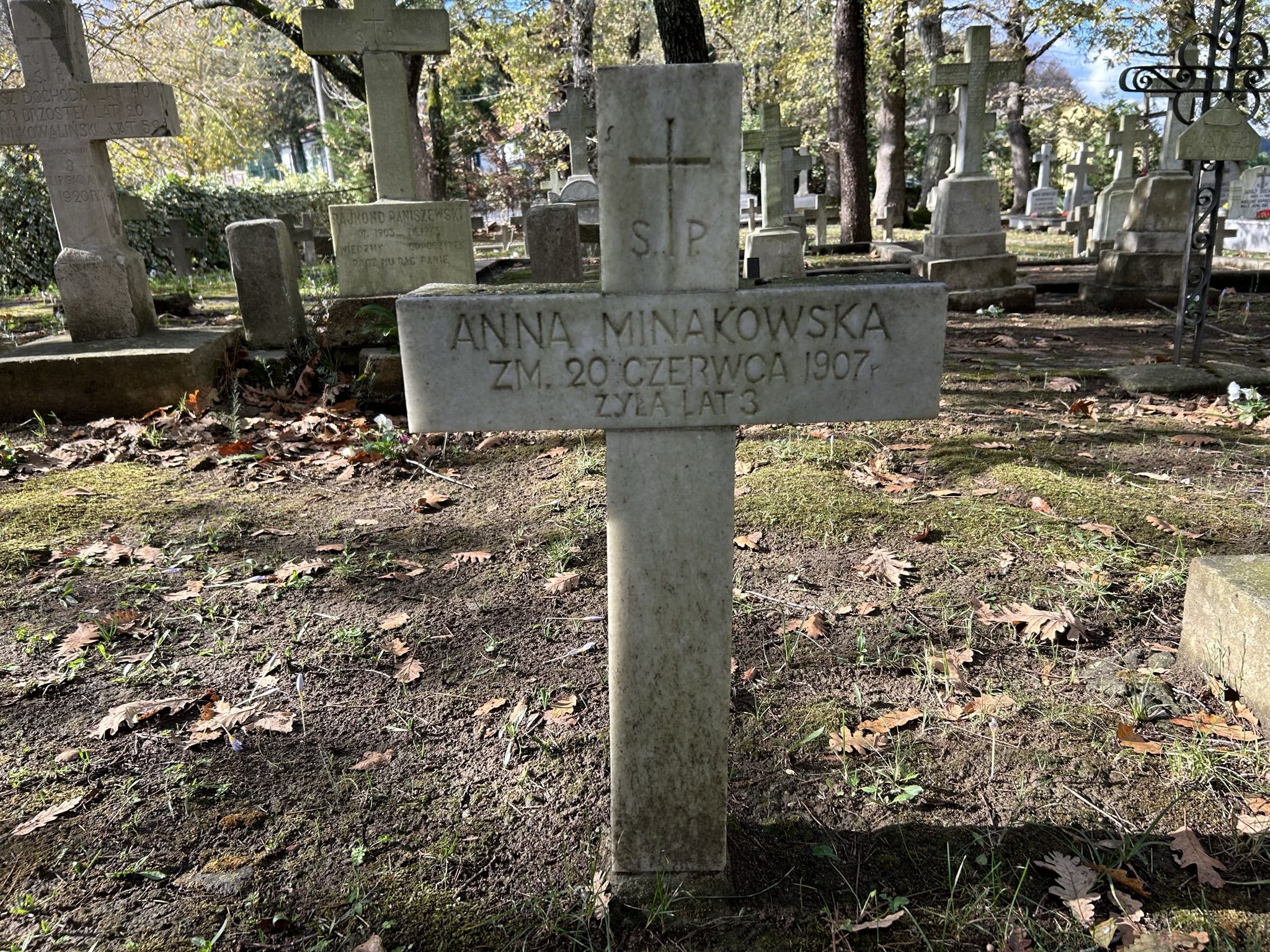 Tombstone of Anna Minakowska, Catholic cemetery in Adampol