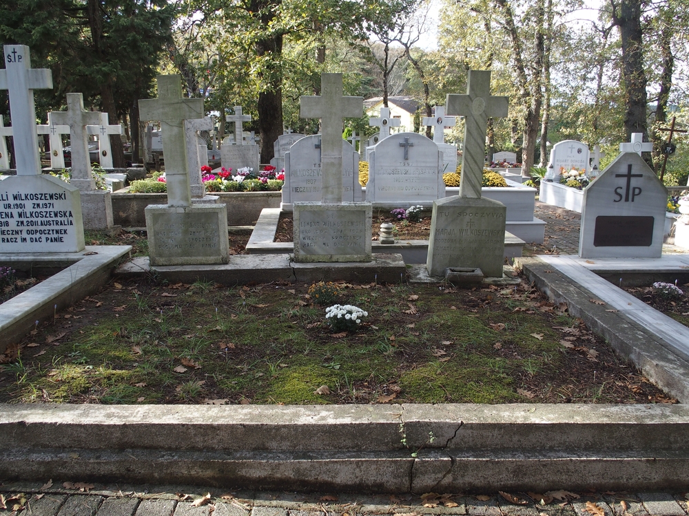 Tombstone of Maria, Edmund, Ludwik Wilkoszewski, Catholic cemetery in Adampol