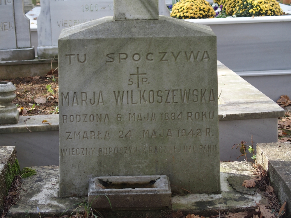 Gravestone inscription of Maria Wilkoszewska, Catholic cemetery in Adampol