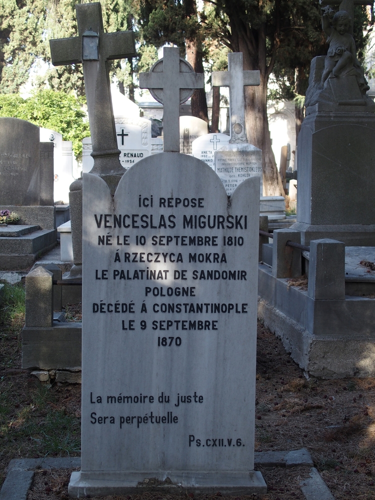 Fragment of Wenceslas Migurski's tombstone, Feriköy Catholic Cemetery, Istanbul