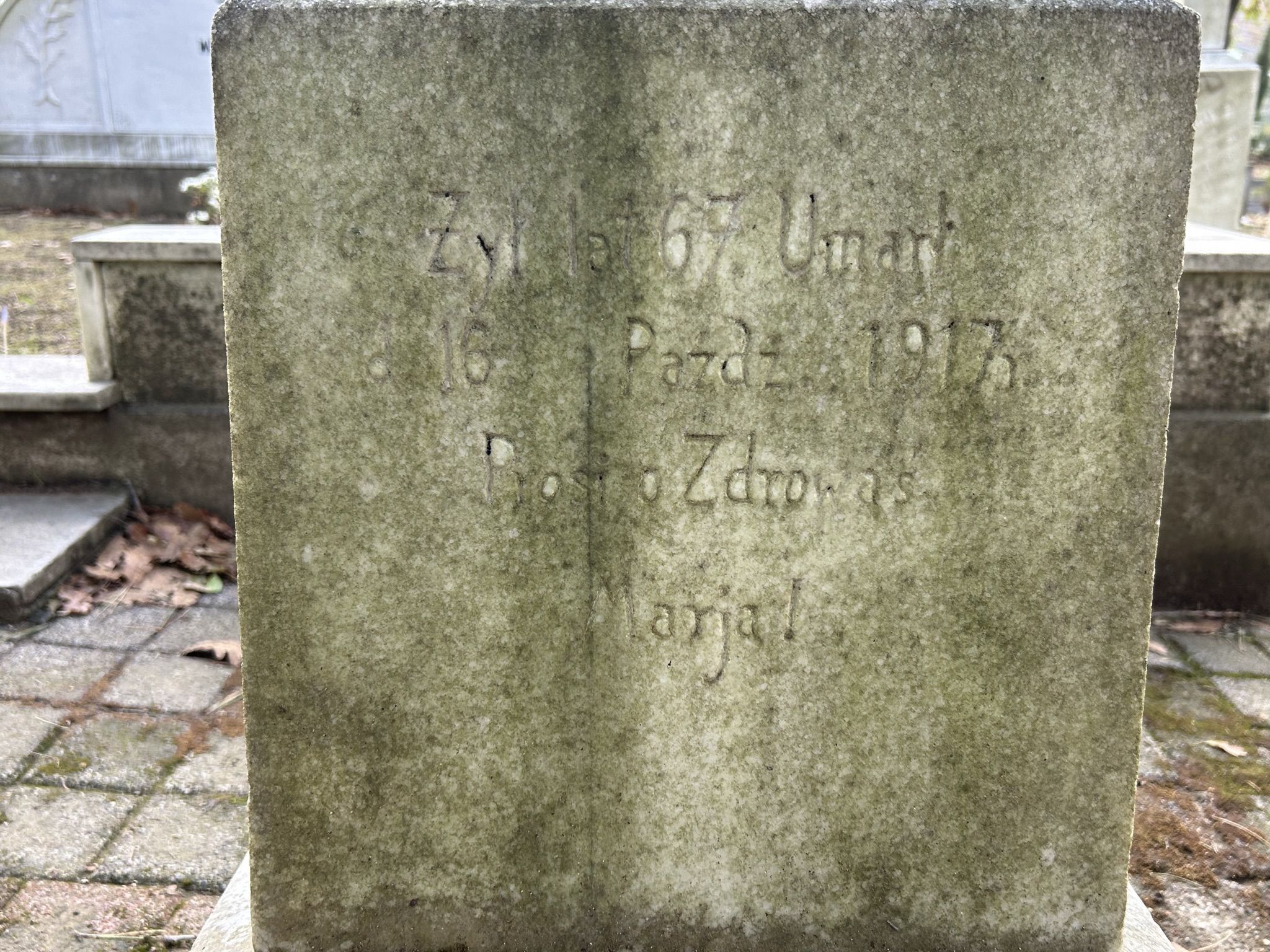 Inscription from the gravestone of Jan Nowicki, Catholic cemetery in Adampol