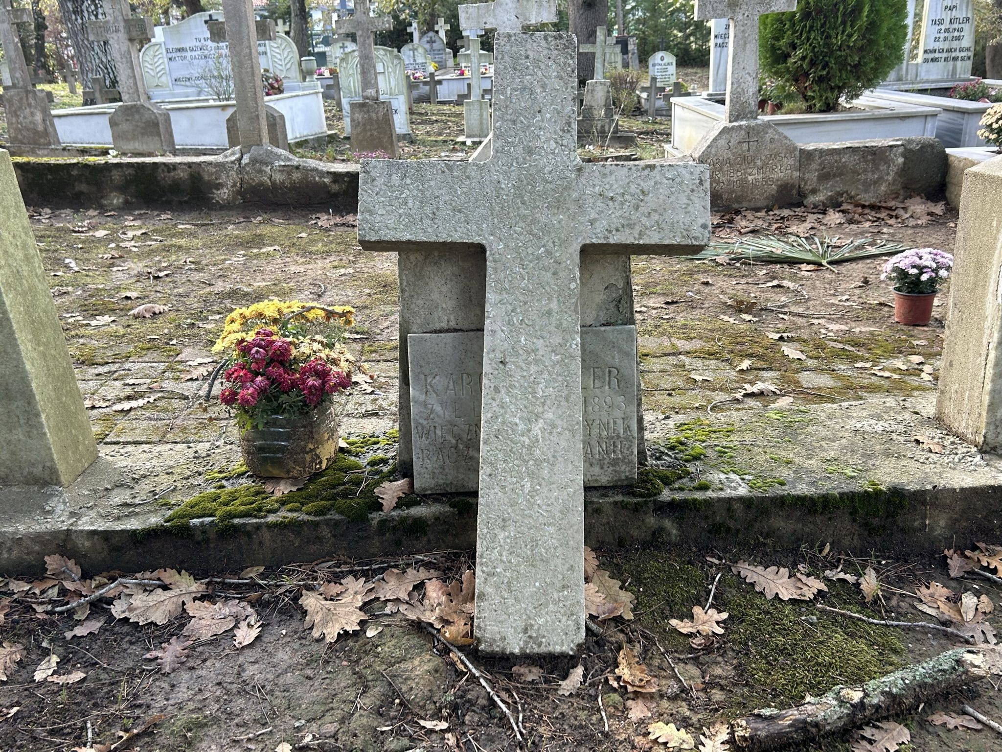 Tombstone of Karl Kitler, Catholic cemetery in Adampol