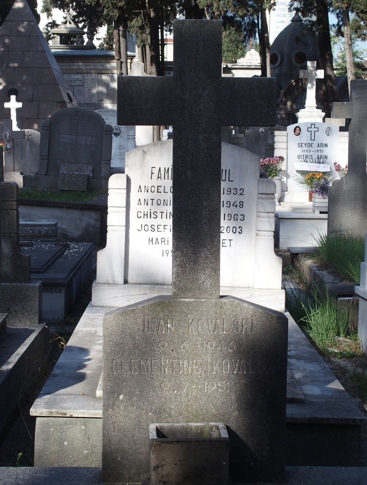 Fragment of the tombstone of Clementine and Jean Kowalski, Feriköy Catholic Cemetery in Istanbul