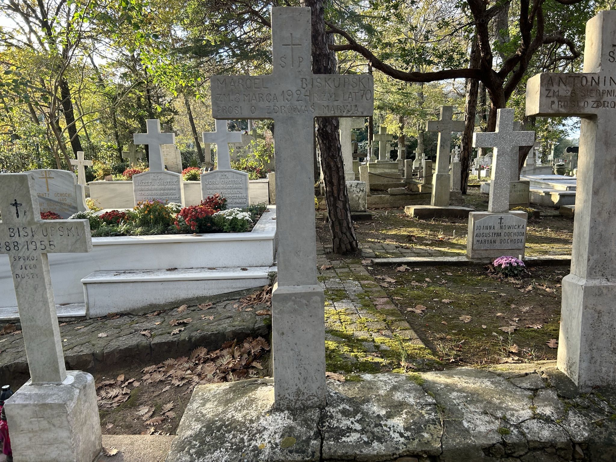 Tombstone of Marcel Biskupski, Catholic cemetery in Adampol