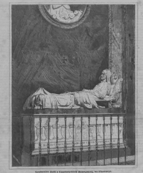 Fotografia przedstawiająca Opis grobowca Zofii z Czartoryskich Zamojskiej