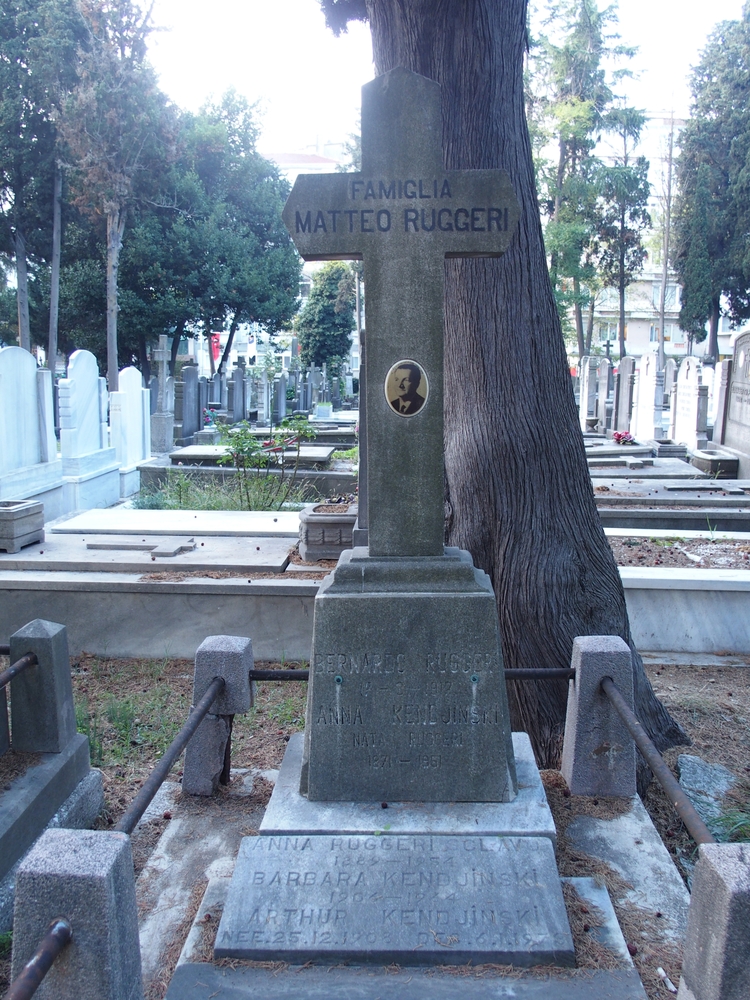 Fragment of the tombstone of Anna, Barbara, Arthur Kendjinski, Anna Ruggeri Sclav, Naty, Bernard, Mattea Ruggerich, Feriköy Catholic Cemetery, Istanbul