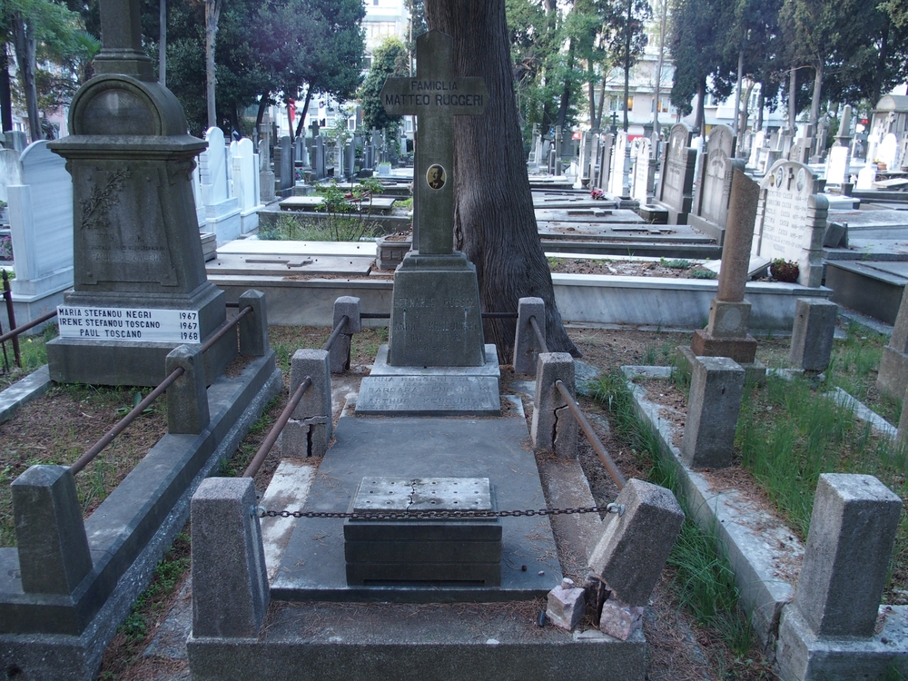 Tombstone of Anna, Barbara, Arthur Kendjinski, Anna Ruggeri Sclav, Naty, Bernard, Mattea Ruggerich, Feriköy Catholic Cemetery, Istanbul